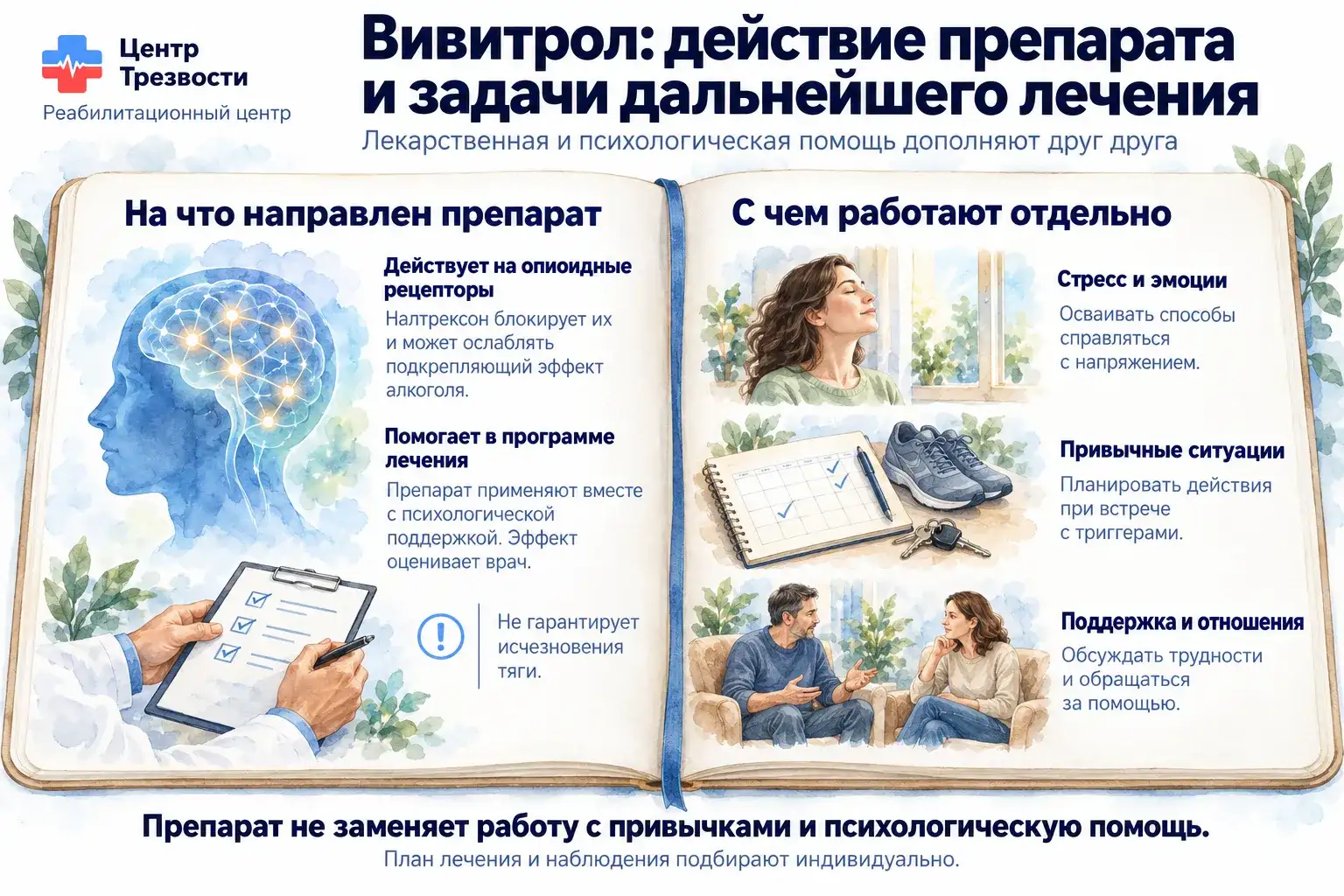 Кодирование от алкоголизма препаратом Вивитрол — действие лекарства и психологическая поддержка.